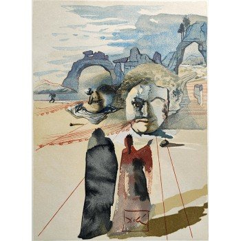 Salvador Dalí - Xilografía a color La Divina Comedia, Purgatorio canto 20: Avaricia y...