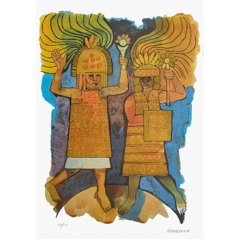 Oswaldo Guayasamín - Litografía a color Décadas del Nuevo Mundo VII