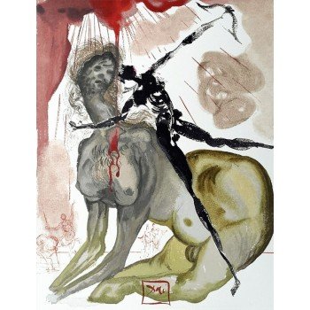 Salvador Dalí - Xilografía a color La Divina Comedia, Infierno canto 12: El Minotauro