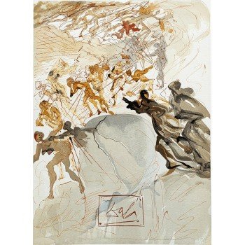Salvador Dalí - Xilografía a color La Divina Comedia, Purgatorio canto 25: Séptima...