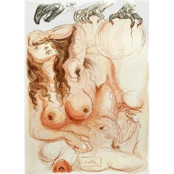 Salvador Dalí - Xilografía a color La Divina Comedia, Purgatorio canto 8: El Sueño